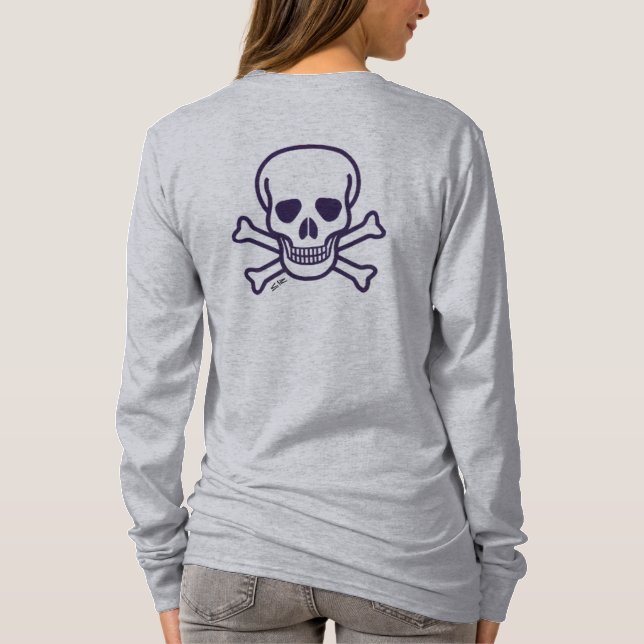 Crâne n Bones femmes gris manches longues T-shirt  (Dos)