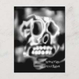 Crâne noir blanc Halloween Invitations