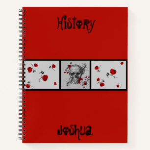 Crâne noir et roses rouges Carnet personnalisé