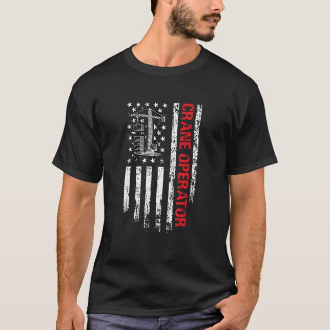Crane Operator US Flag  Crane Operator T-Shirt (Vorderseite)