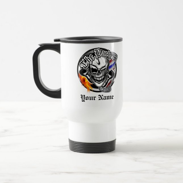 Crâne personnalisé de coiffeur avec la tasse (Gauche)