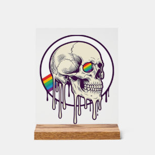Crâne qui dégouline d'arc-en-ciel Dessin de gravur