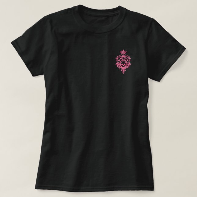 Crâne rose Et Costume Carte Crest T-Shirt (Design devant)