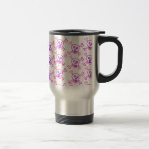 Crâne rose et violet et os croisés - tasse de