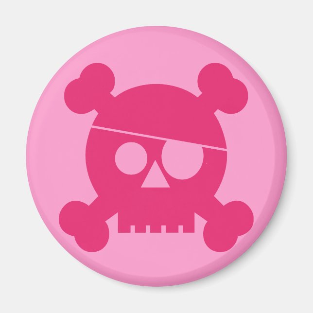 Crâne rose pirate - Aimant (Devant)