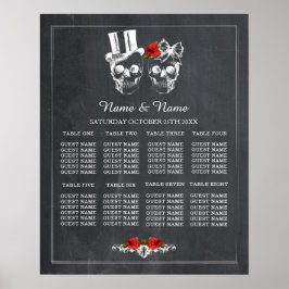 Crâne Rouge Rose 8 Plan de table Mariage Poster as