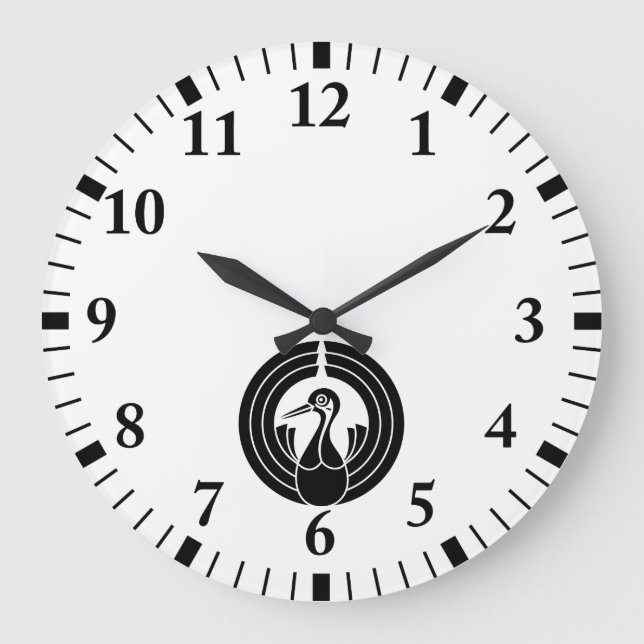 Crane-shaped noshi circle große wanduhr (Vorderseite)