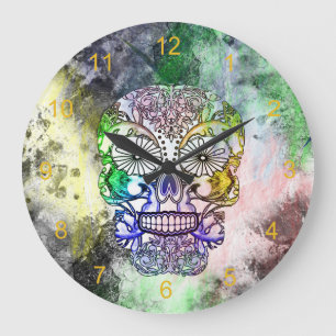 Crâne sucre Grunte Skeletal Grande horloge