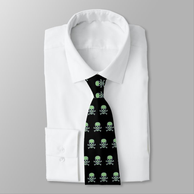 Crâne vert cravate noire (Attaché)