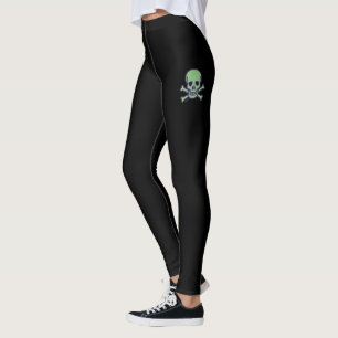 Crâne vert leggings noirs