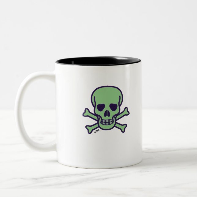 Crâne vert noir tasse à deux tons (Gauche)