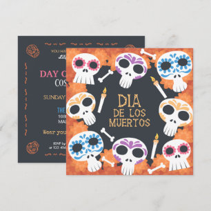Crânes à sucre Dia de Muertos Invitation du Parti