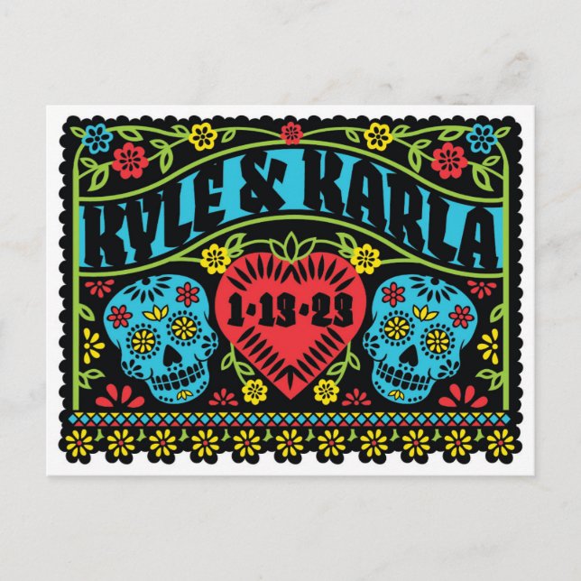 Crânes à sucre Enregistrer la date carte postale (Devant)