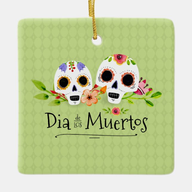Crânes à sucre florales Dia de Muertos | Ornement (Devant)