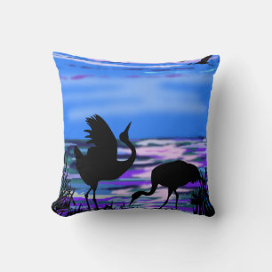 Cranes Bird Liebe Dance Throw Kröten Sonnenunterga Kissen