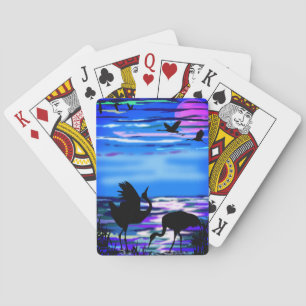 Cranes Bird Players Cards Spielkarten