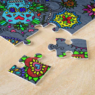 Crânes colorés Difficile Puzzle