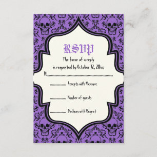 Crânes damasser mariage Halloween carte RSVP