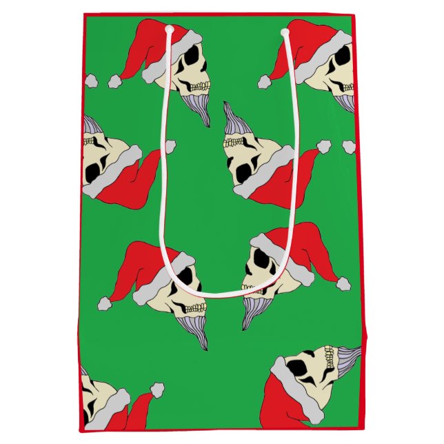 Crânes de Noël avec Sac à cadeaux de Noël vert (Dos)