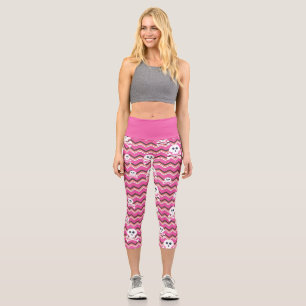 Crânes de pirates Leggings de Capri rose