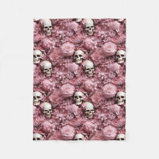 Crânes et fleurs ! Couverture rose et crème !
