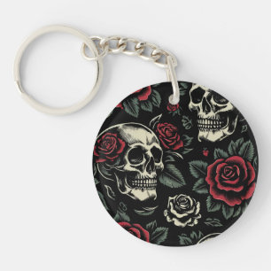 Crânes et roses rouges florale gothique