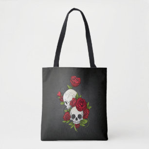 Crânes florales Dia de los Muertos   Sac fourre-to