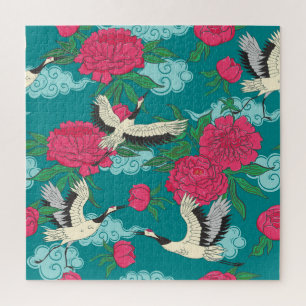 Cranes Peonies: Vintage Blumengrafiken