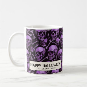 Crânes roses et Mug de café d'Halloween noir