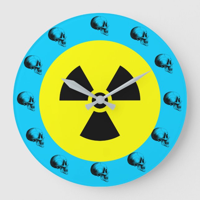 Crânes Signal Radiation Horloge murale, Turquoise (Recto)