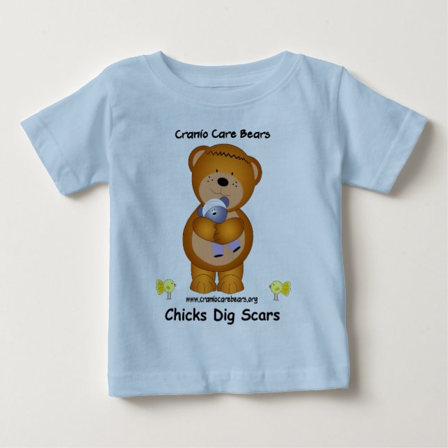 Cranio Sorgfalt-Bären - Küken-Grabungs-Narben Baby T-shirt (Vorderseite)