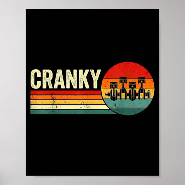 Cranky Car Engine Crankshaft Fathers Day Dad Men H Poster (Vorne)