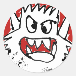 Cranky Cartoon-Monster-Aufkleber Runder Aufkleber