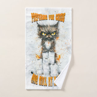 Cranky Cat Hoarding for a Crisis Handtuch
