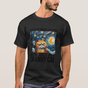 Cranky Cat in menschlicher Kostüme Funny Van Gogh  T-Shirt