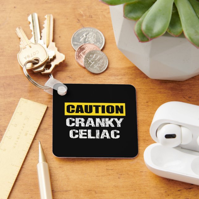 Cranky Celiac Funny Cauning Warning Sign Schlüsselanhänger (Schreibtisch)