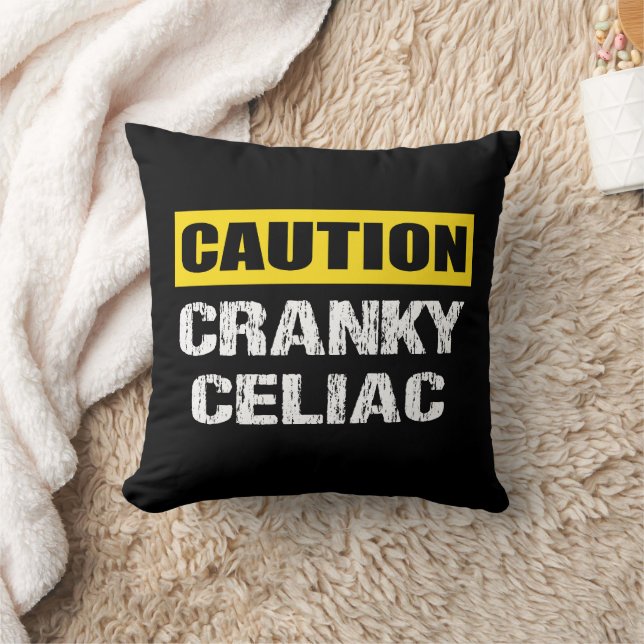 Cranky Celiac Funny Warning Sign Kissen (Decke)