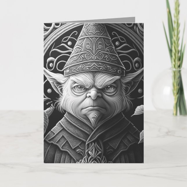 Cranky Christmas Elf Merry Bah Humbug Day Karte (Vorderseite)