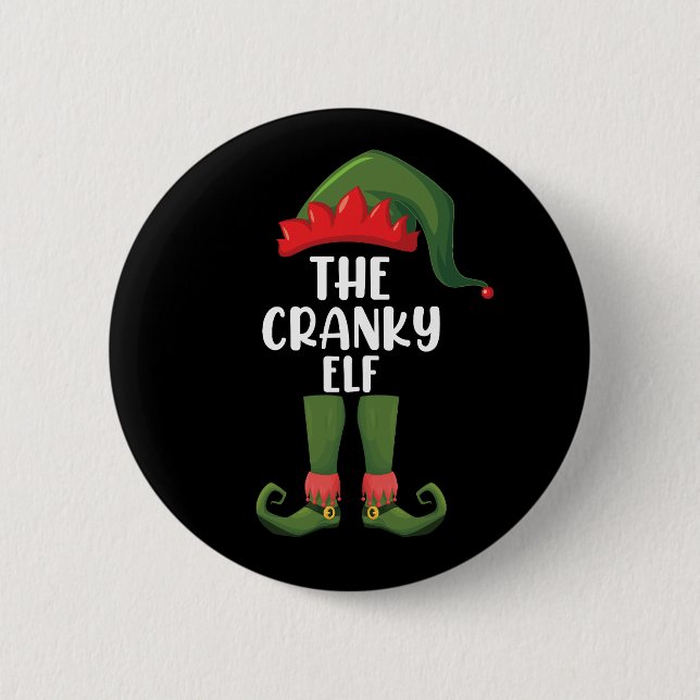 Cranky Elf Family Matching Group Weihnachten Button (Vorderseite)