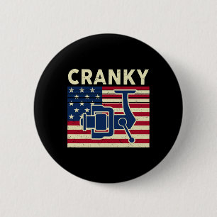 Cranky Fishing-Shirt 4. Juli USA-Flagge Lustig B Button