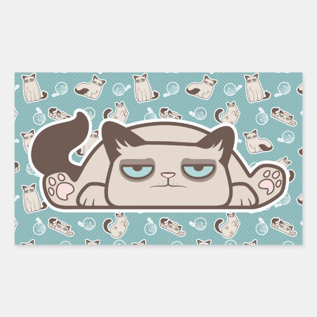 Cranky Kitty Cat Lying Flat Rechteckiger Aufkleber (Vorderseite)