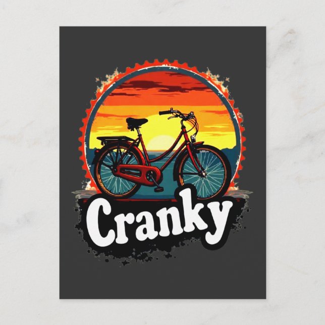 Cranky Sunset Bicycle T-Shirt - Energie für Ihren  Postkarte (Vorderseite)
