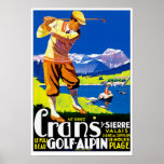 Crans Golf Alpin Poster<br><div class="desc">Vintage travel poster promoting golfing tourism in the Swiss Alps.</div>