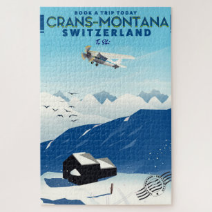 Crans-Montana Schweiz Skiposter