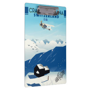 Crans-Montana Schweiz Skiposter Klemmbrett