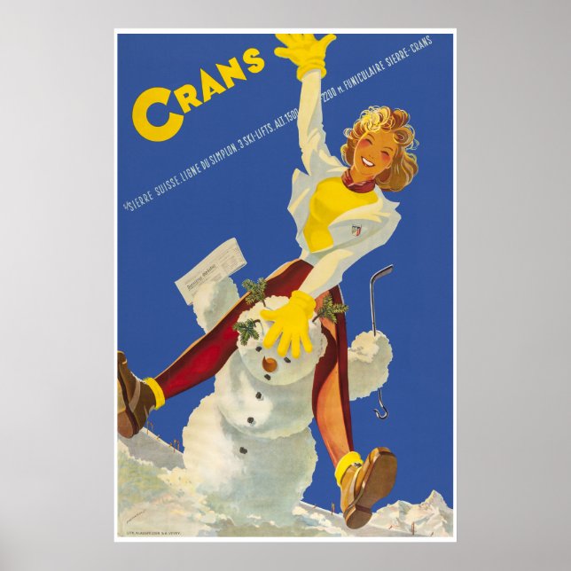 Crans - Montana, Suisse, Affiche de voyage de ski (Devant)