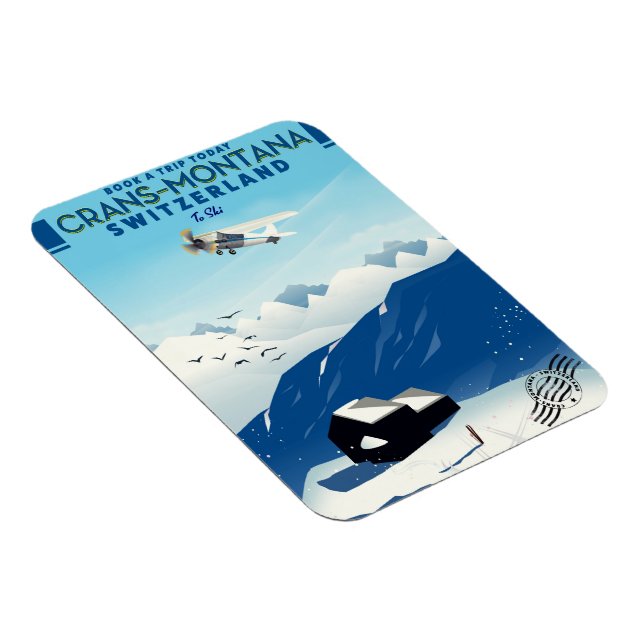 crans-montana Switzerland ski poster Magnet (Rechte Seite)