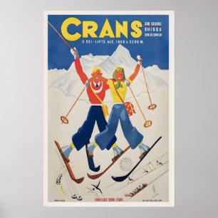 Crans Suisse Schweiz Vintage-Skiplakat Poster