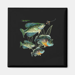 Crappie Bluegill Angel-Shirts Hoodies Schwarz Flie Magnet