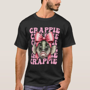 Crappie Lustiger Fisch Mädchen Kokette Schleife Ro T-Shirt